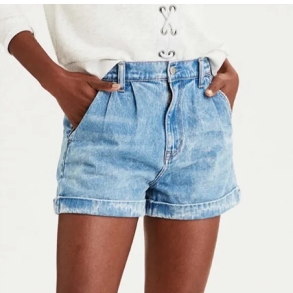American Eagle Outfitters Light Blue High-Waist Denim Shorts